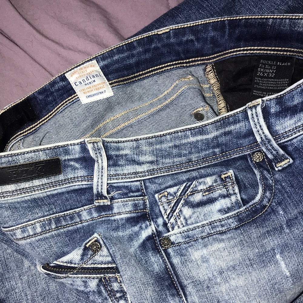 Buckle black denim distressed jeans fit no.53 skinny 26x32